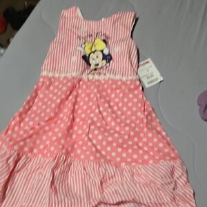 Disney Minnie Mouse Pink Striped and Polka Dot Dress 4T